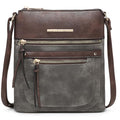 Vegan Leather Crossbody Purse with Multi Zipper Pockets T7404