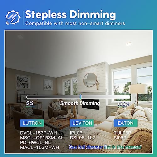 6 Pack 6 Inch Ultra-Thin LED Recessed Ceiling Light with Junction Box, Selectable 2700K/3000K/3500K/4000K/5000K, Dimmable B2703