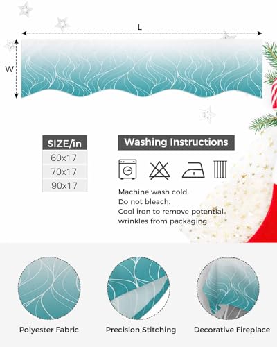 Ombre Teal Blue White Striped Mantel Runner 60 x 17 Inches A1849