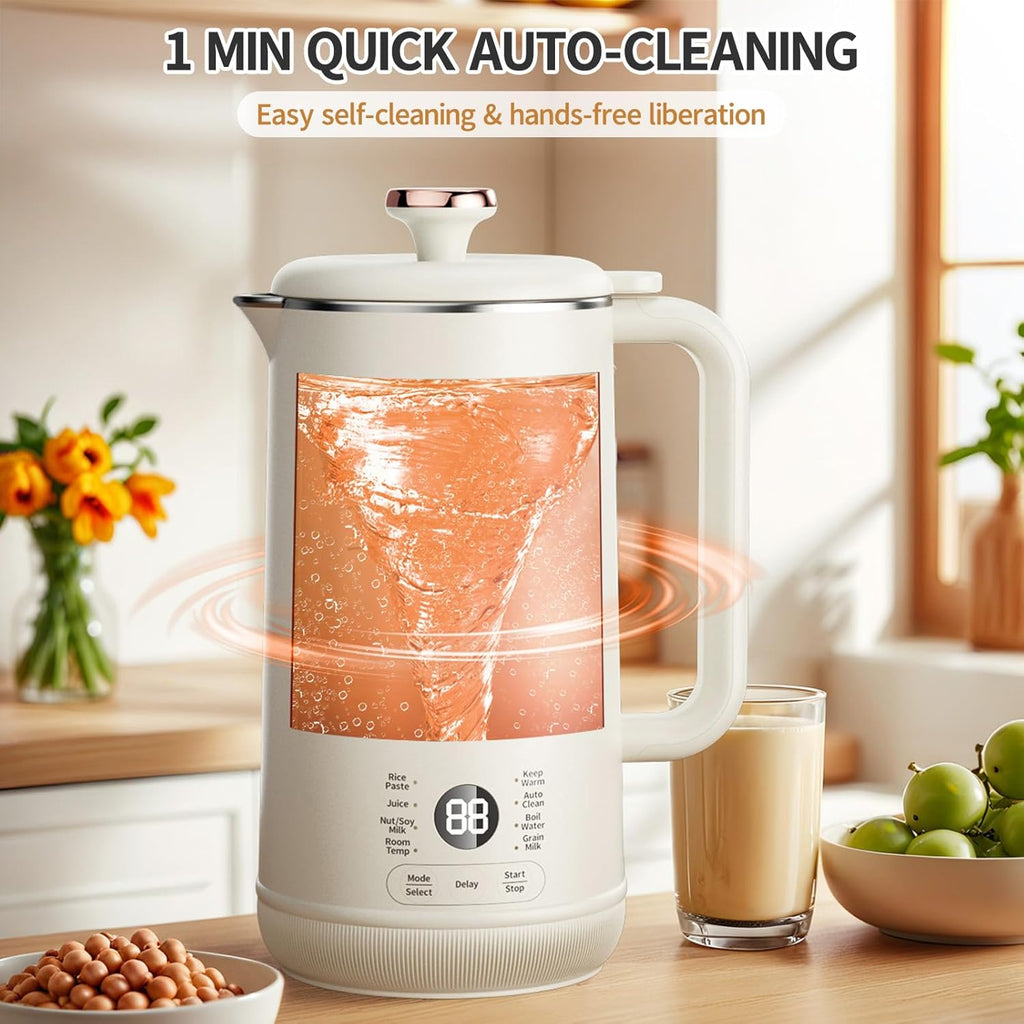8 in 1 Nut Milk Maker, 40.58oz Soy Milk Maker with 10 Blades M21216