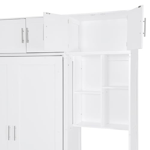 White Full Size Wall Murphy Bed with Built-in Desk & Shelves L502