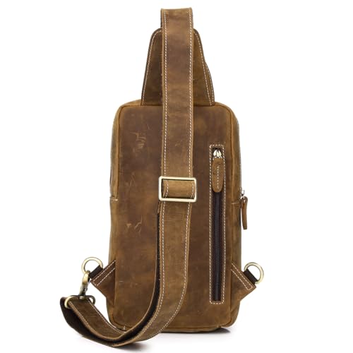 Brown Genuine Leather Sling Backpack C86145