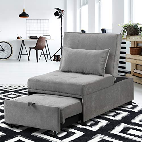 4 in 1 Faux Leather Convertible Sofa Bed with Pillow Y8255