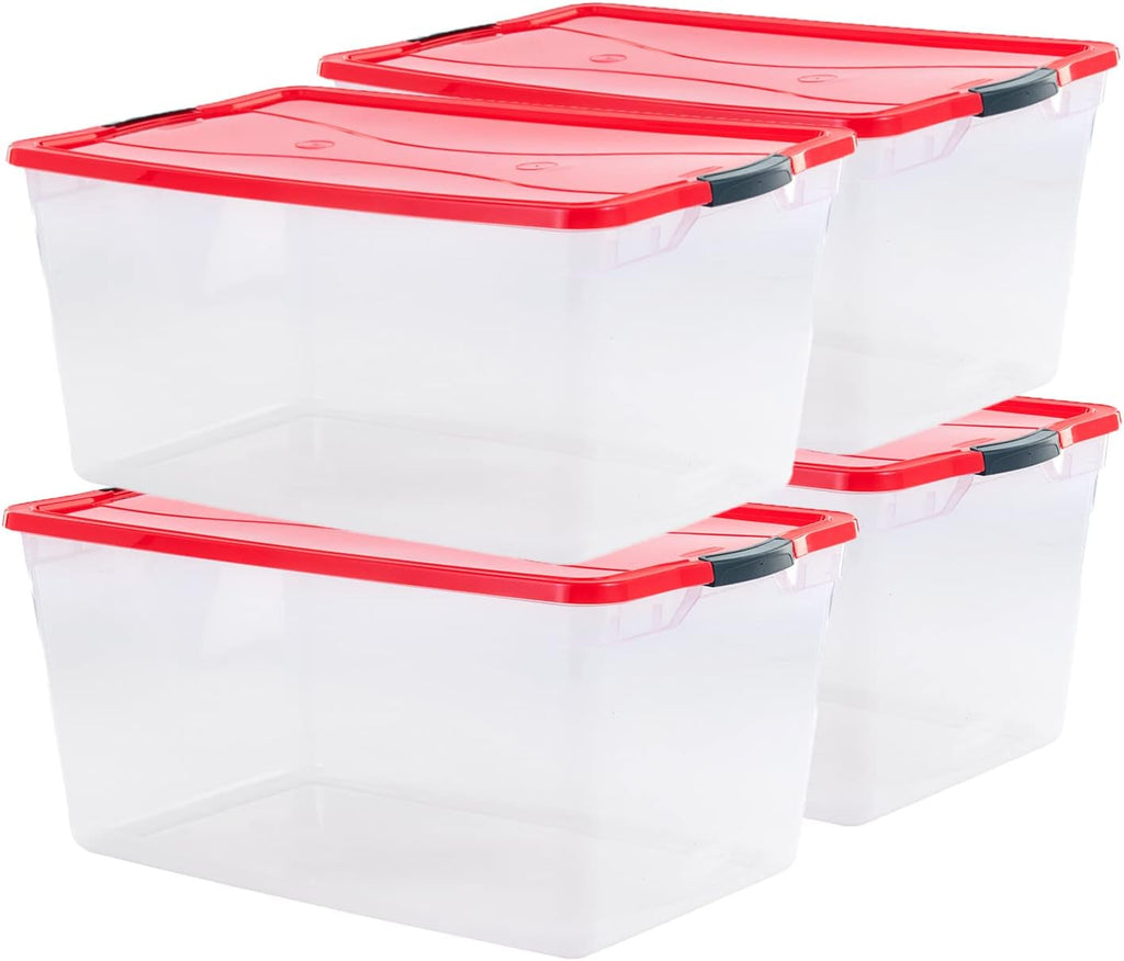 Clear 71 QT Pack of 4 Stackable Storage Containers with Lids F716745