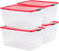 Clear 71 QT Pack of 4 Stackable Storage Containers with Lids F716745