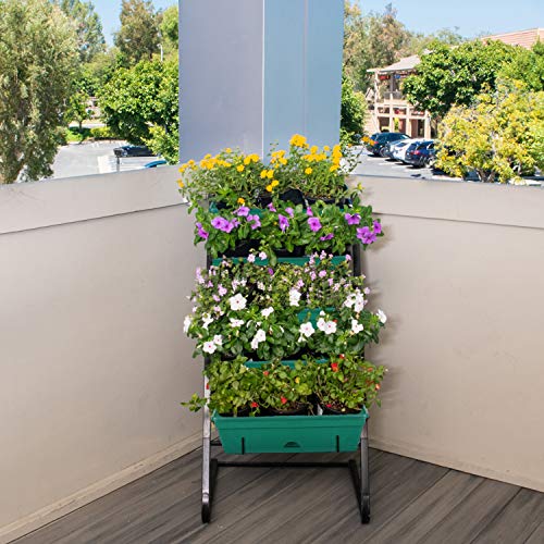 Vertical Garden Herb Raised Bed 4.5FT Freestanding Elevated Planters with 5 Container Boxes (Black) T482