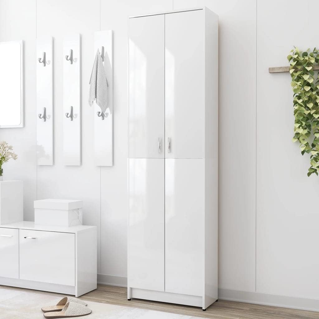 High Gloss White Engineered Wood Wardrobe E33145