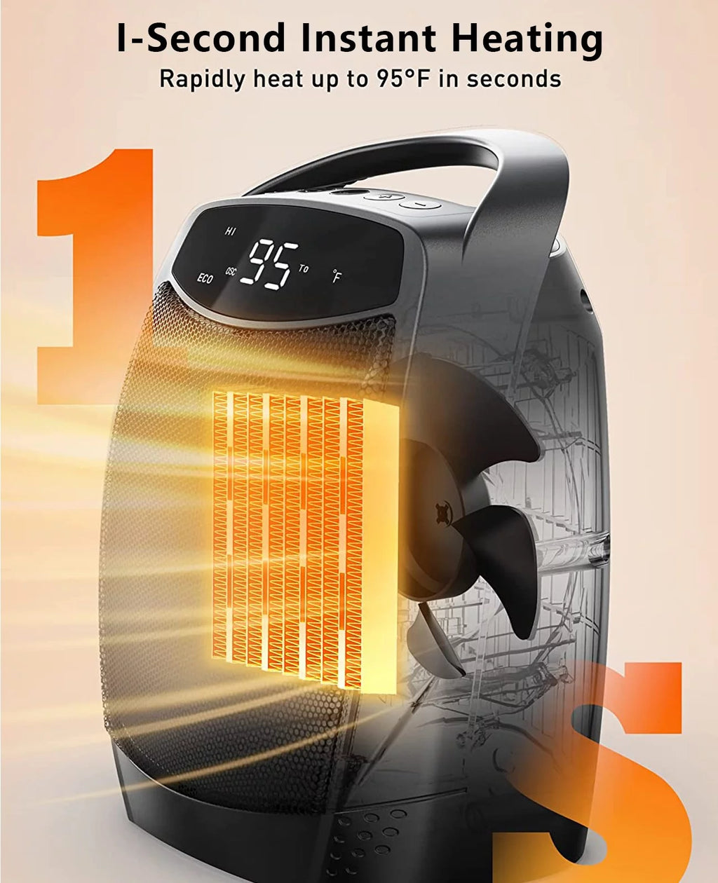 Small Portable Electric Space Heater with 4 Modes J451677
