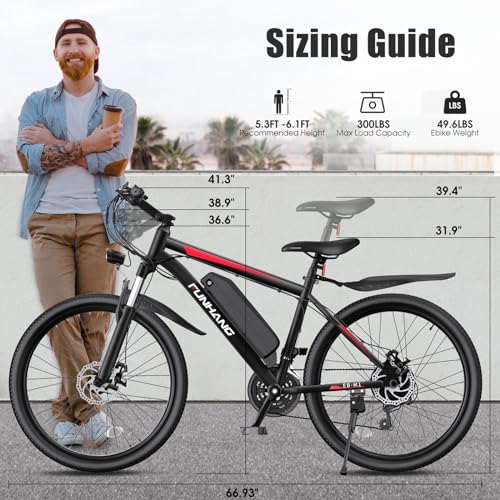 26" Electric Mountain Bike with 48V 374.4WH Battery, 21 Speed O5951