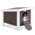 Weatherproof Insulated Small Animal House with Openable Roof, Elevated Feet, Brown M960