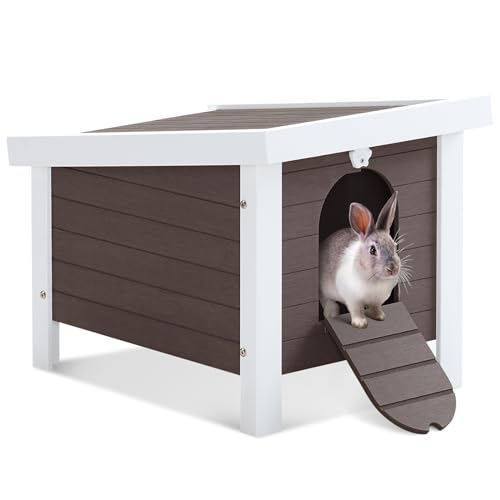 Weatherproof Insulated Small Animal House with Openable Roof, Elevated Feet, Brown M960
