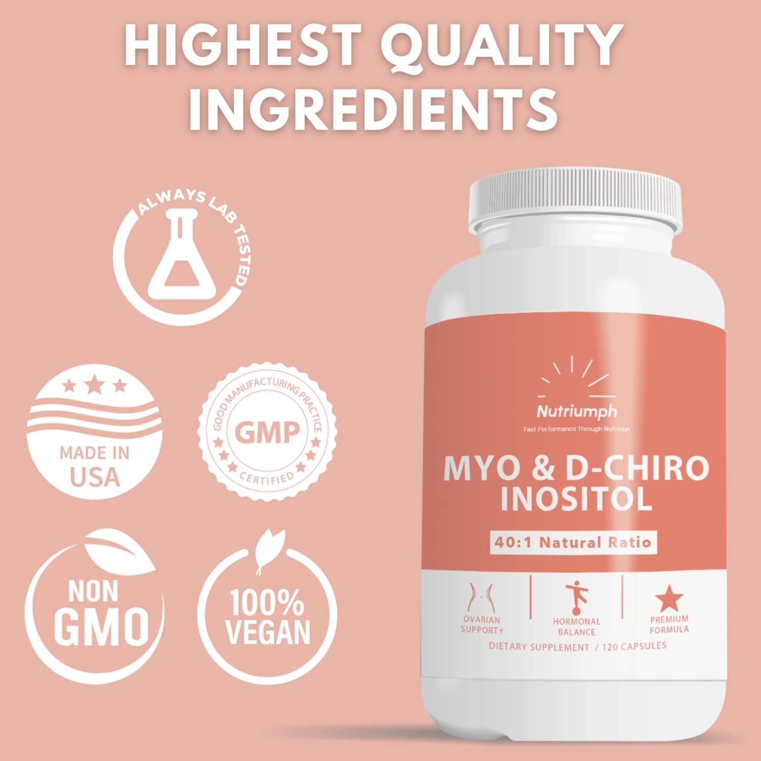 120 Capsules Myo Inositol and D Chiro Inositol Supplement J68188