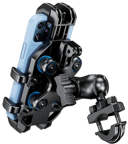 Motorcycle Phone Holder with Vibration Dampener, Adjustable Handlebar Cradle Fit 5.4''-7.2'' Smartphone A167