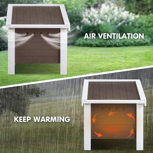 Weatherproof Insulated Small Animal House with Openable Roof, Elevated Feet, Brown M960