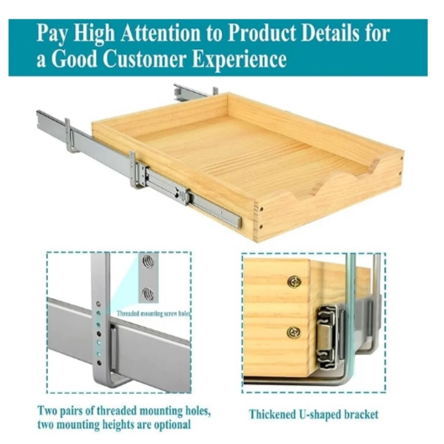 20W x 21D Slide Out Wood Drawer Shelf I98605