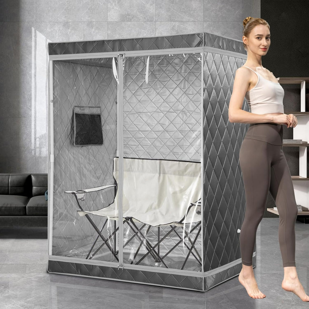 Full Size 2 Person Portable Steam Sauna Tent (Grey) N1789