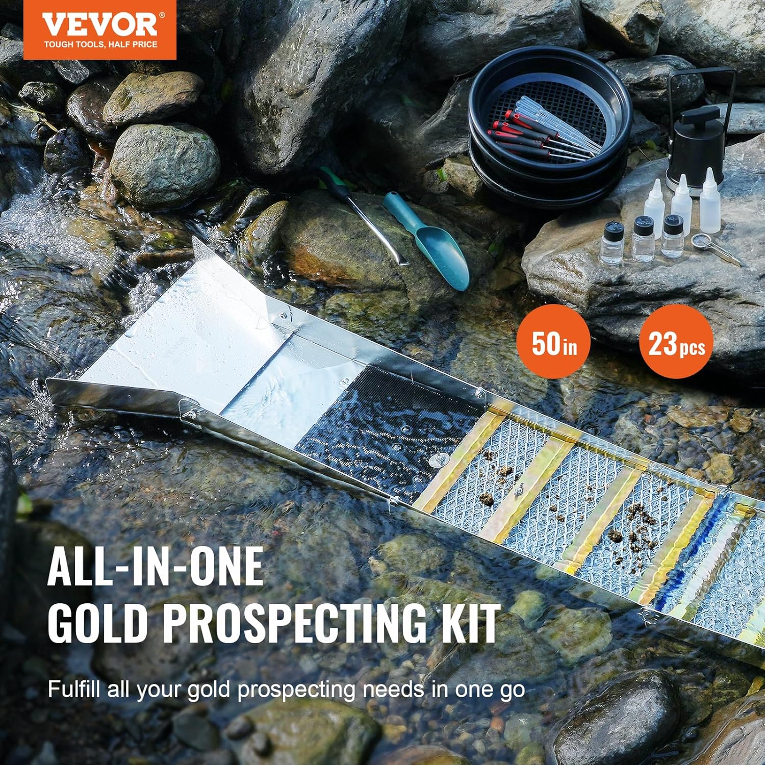 23pc Gold Prospecting Equipment Kit with Gold Pan E785