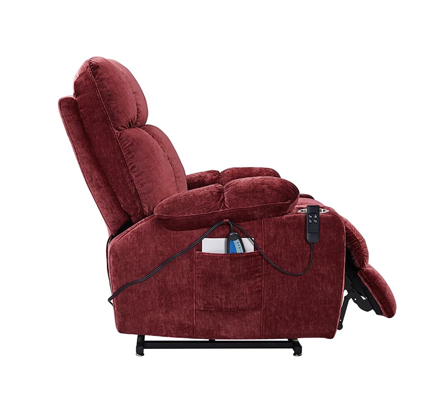 Large Power Lift Recliner Chair with Heat and Massage, Dark Brown M3057
