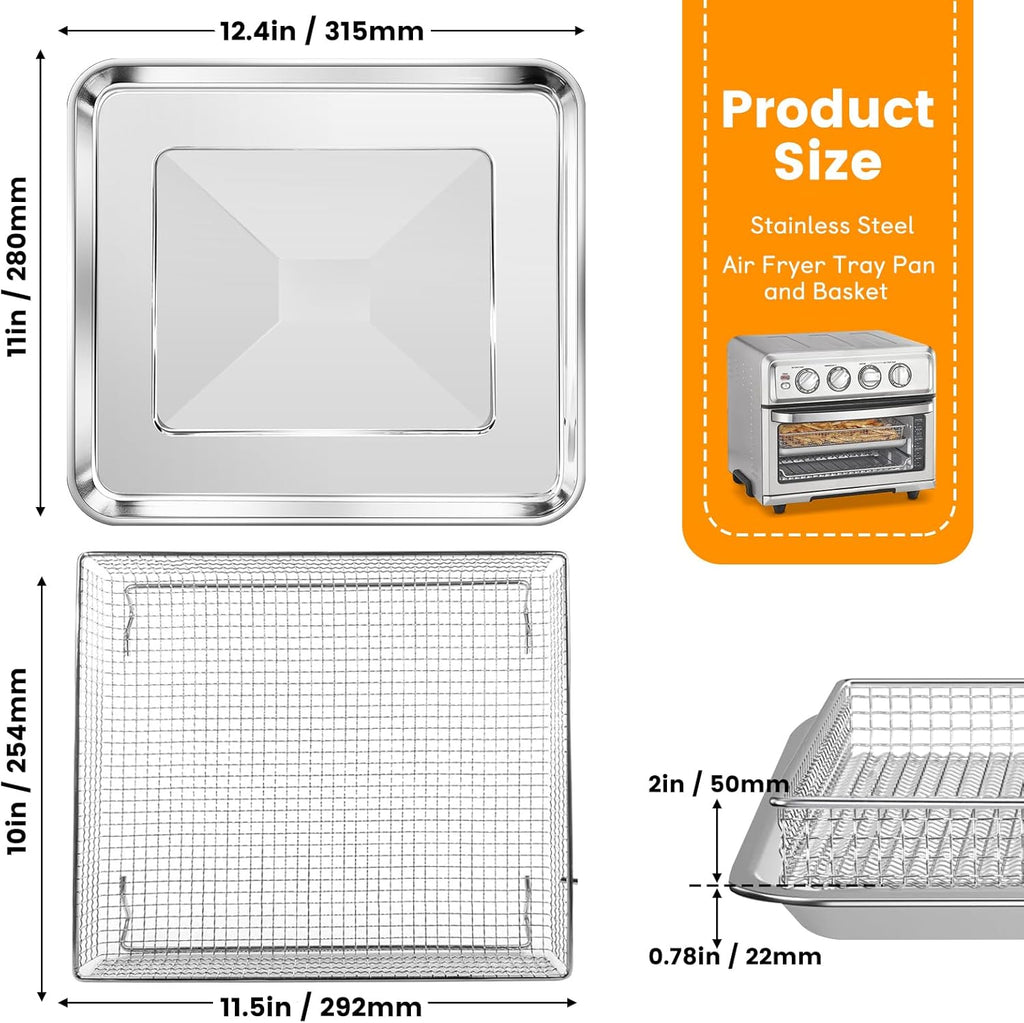 12.2 x 11 Inch Stainless Steel Mesh Air Fryer Basket Y3556
