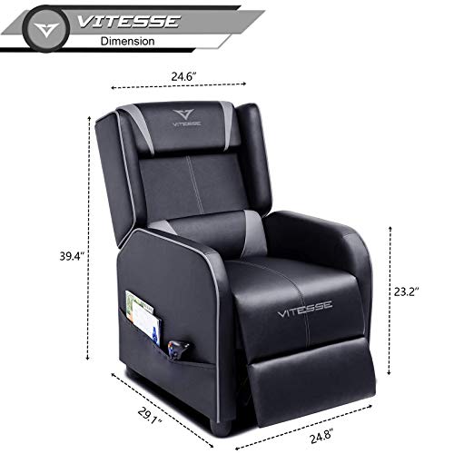 Grey PU Leather Gaming Recliner Chair P523824