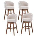 Swivel Bar Stool Set of 2, Grey, Linen, Wood Base H2336