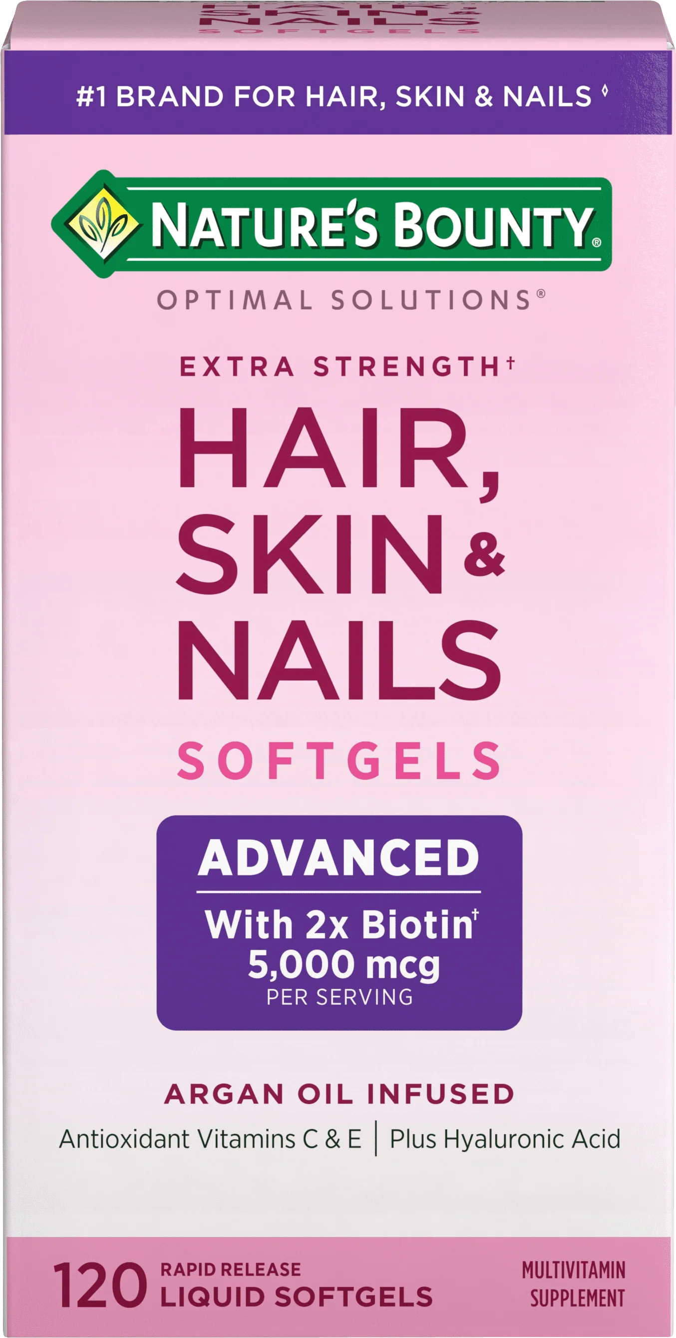 Advanced Hair, Skin and Nail Biotin & Vitamins A, C, & E Softgels, 120 Ct R469689