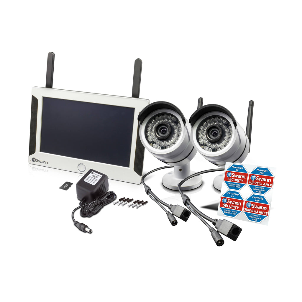 All-in-One Wi-Fi HD 4-Channel Monitor with 2 Outdoor Cameras Night Vision Wireless 7x22 LCD R807303