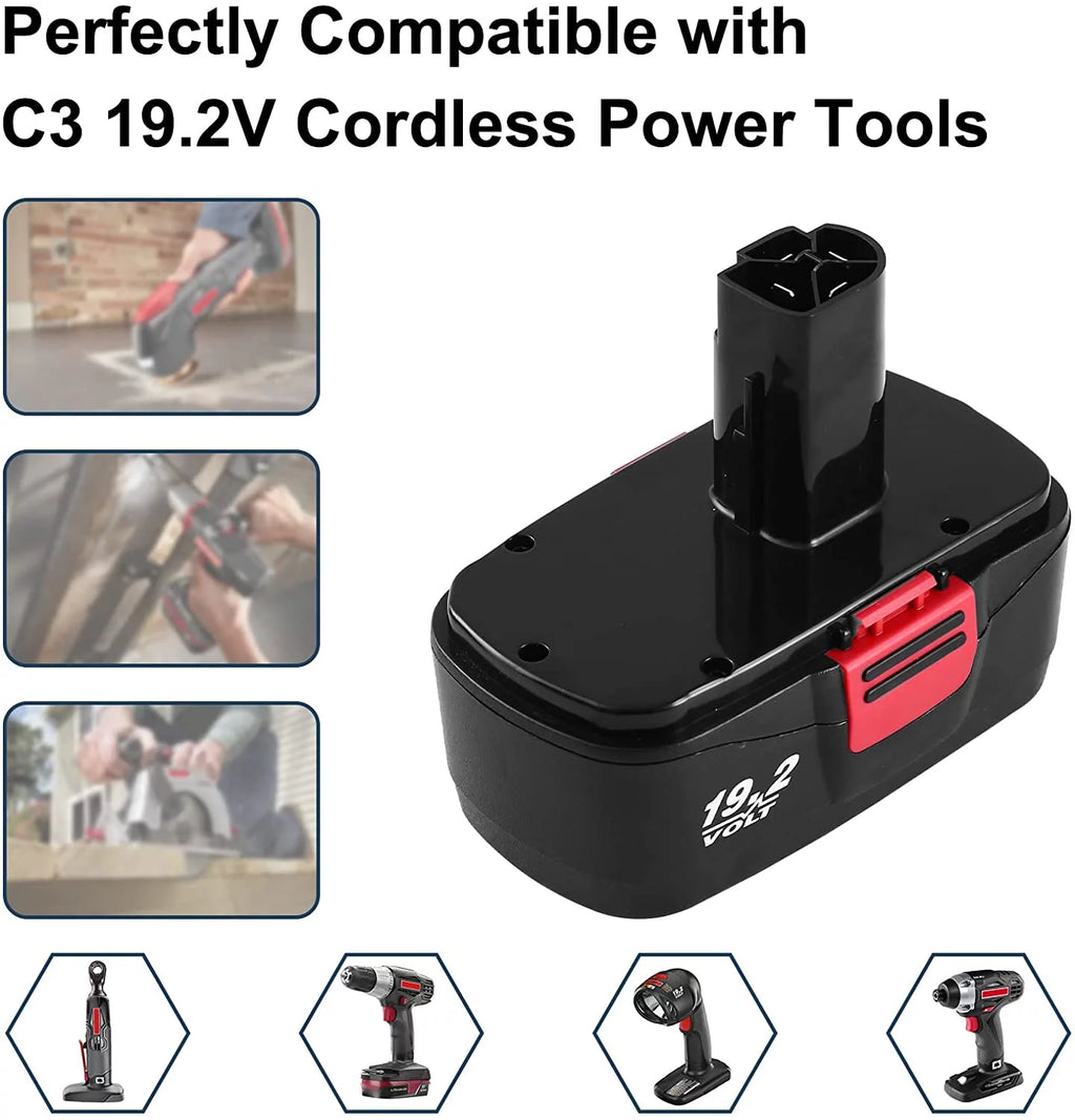 2 Packs Replacement Battery Compatible with Craftsman 19.2 Volt C3 Cordless Tools P4861