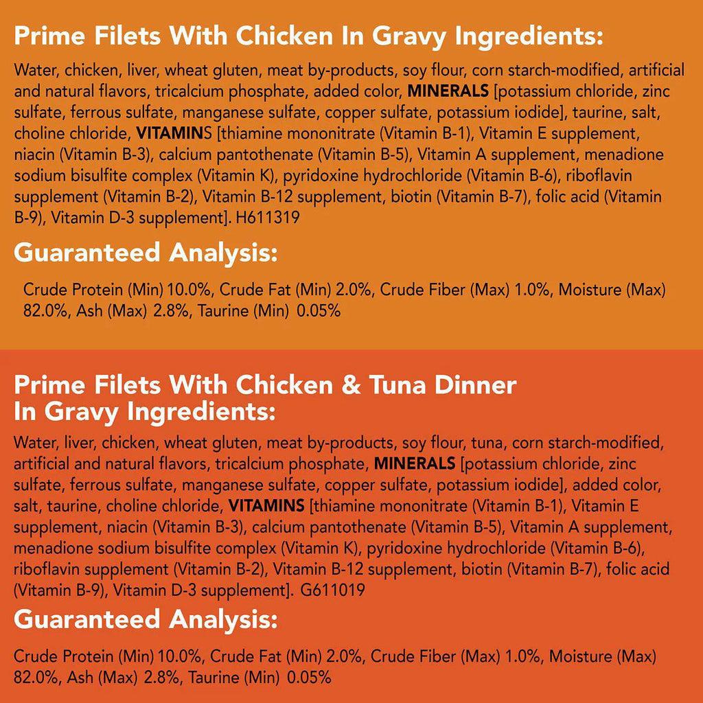 Chicken, Tuna and Salmon in Gravy Wet Cat Food Variety Pack, 5.5 oz., Pack of 32 O32714