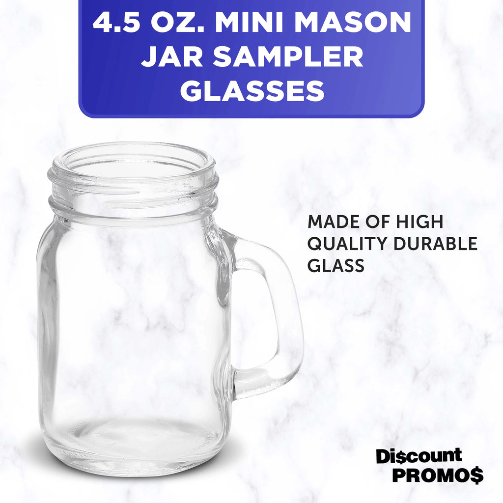 Clear Glass Mason Jar with Handle Set of 10, 4.5 oz P4260