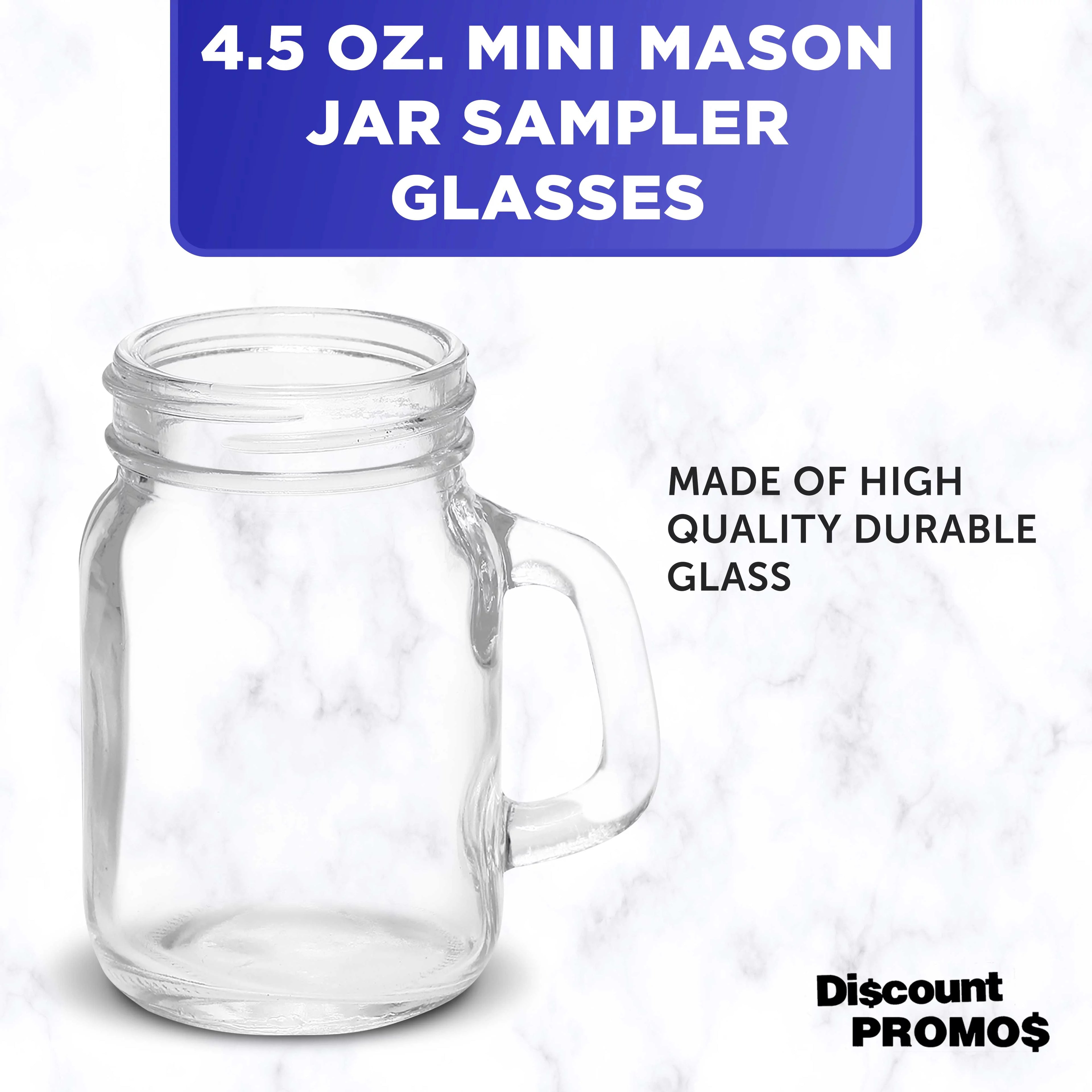 Clear Glass Mason Jar with Handle Set of 10, 4.5 oz P4260