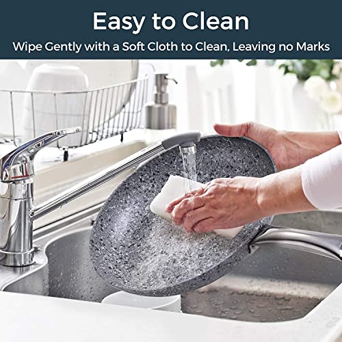 8" + 11" Gray Nonstick Granite Stone Frying Pan Set with Lids S4443
