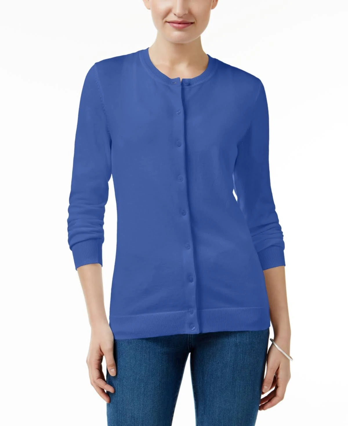 Persian Blue Crew-Neck Cardigan D66106