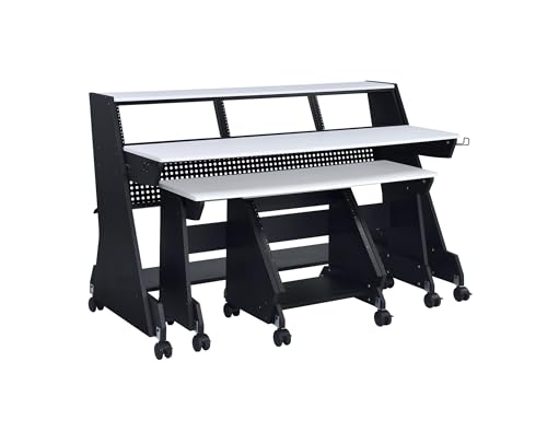 Black 88 Keys Music Studio Desk Workstation with Rack Cabinet U4126