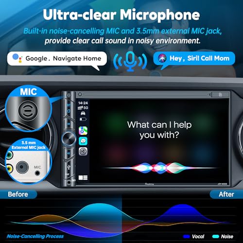 Wireless Double Din Car Stereo with 7" HD Capacitive Touchscreen, Apple Carplay, Android Auto, Backup Camera J24428