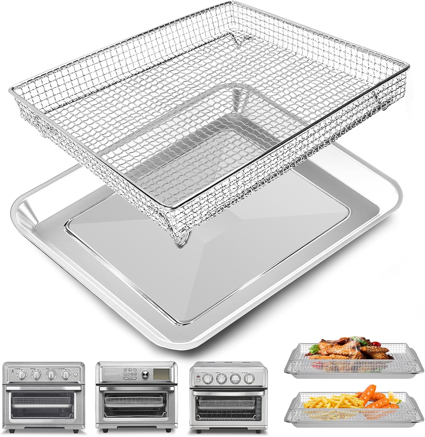 12.2 x 11 Inch Stainless Steel Mesh Air Fryer Basket Y3556