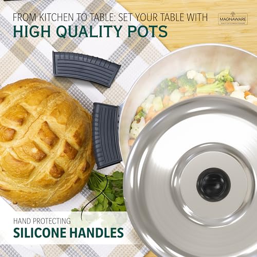 Cast Aluminum Dutch Oven with Lid - 5 Quart Lightweight Cookware Pot with Silicone Covers A83342