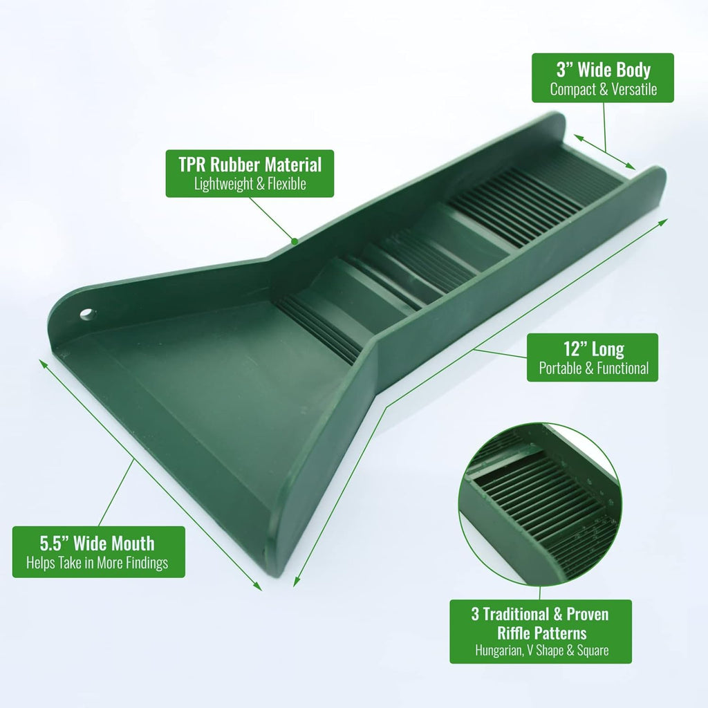 12" Pocket Mini Sluice Box with 3 Riffle TPR Rubber Groove Mat W69150