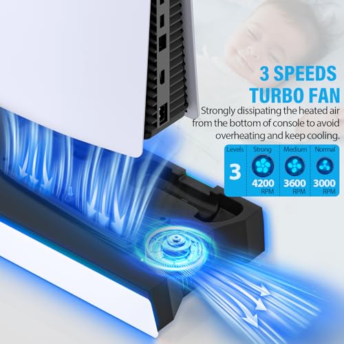 PS5 Stand and Cooling Station with Dual Controller Charging Station, White Z76126