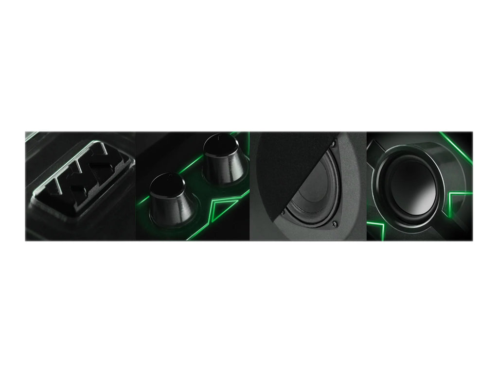 Computer Speakers with Green LED Glow Lights N3642