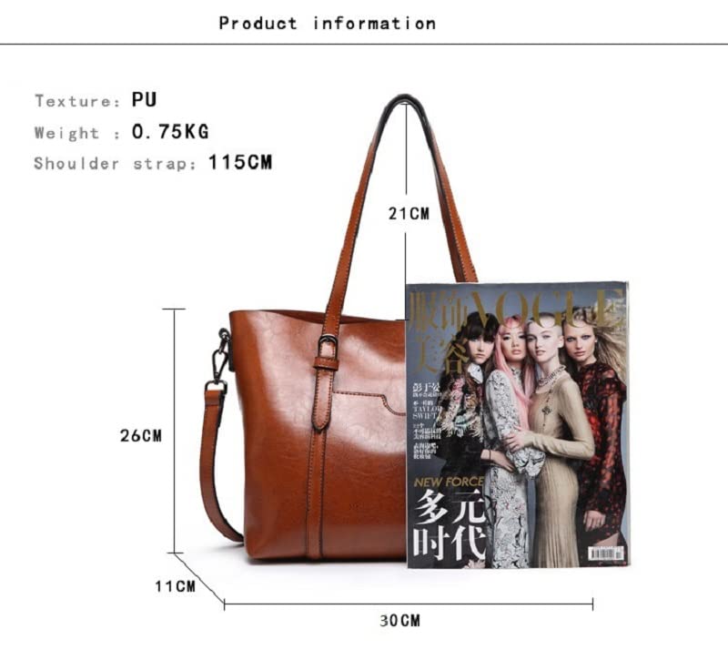 Large Vegan Leather Crossbody Tote Bag H146