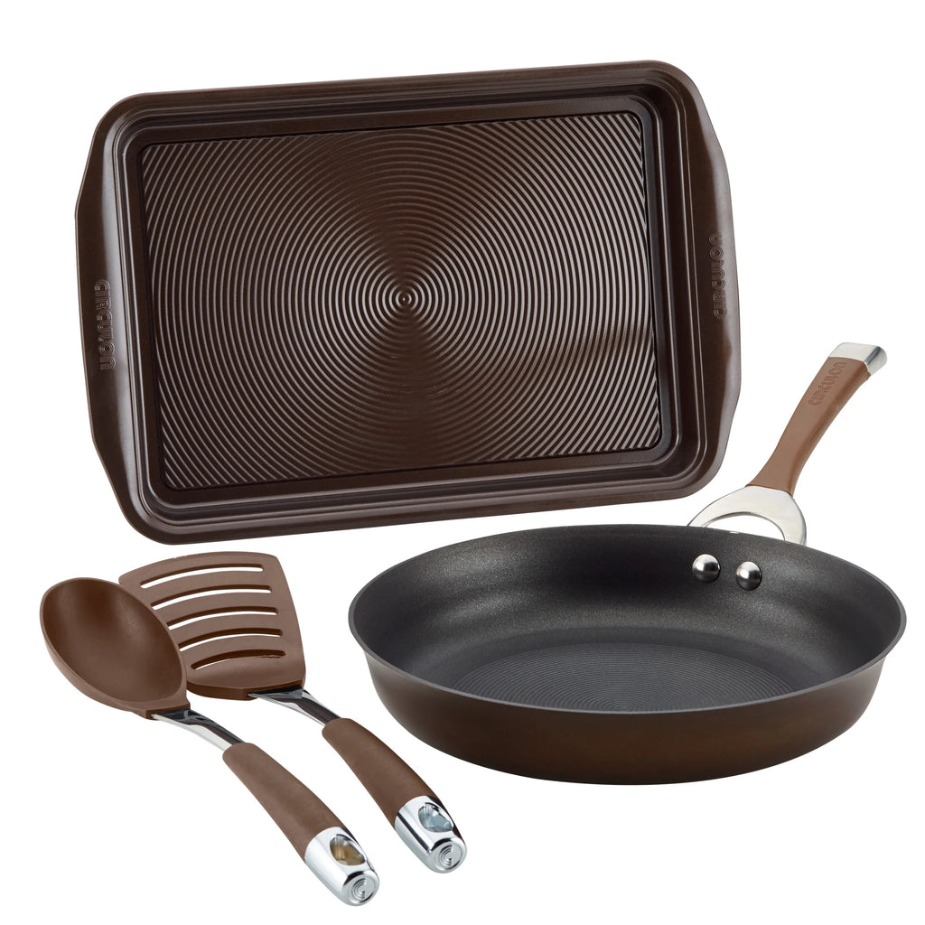 4 Piece Hard-anodized Nonstick Cookware Set L955