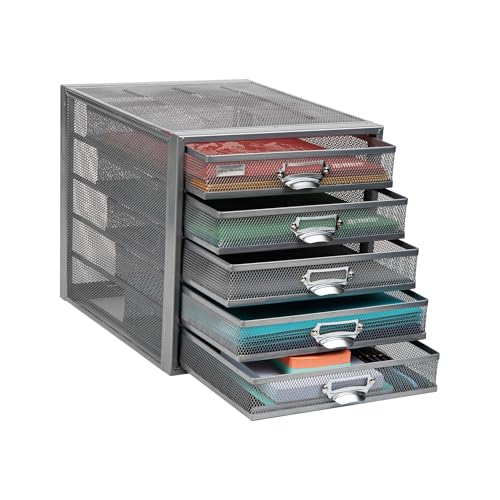 10-Drawer Metal Mesh Desk Organizer, Silver A60985