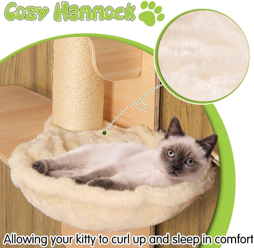 4-Tier Door Hanging Cat Tree with Scratching Post and Hammock G317251