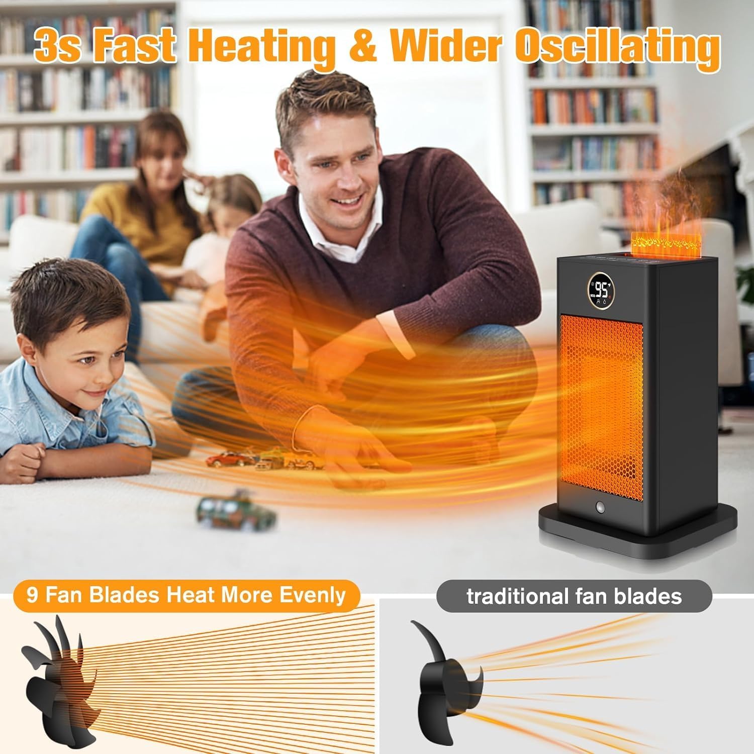 PTC Portable Electric Ceramic Space Heater with Oscillating A421