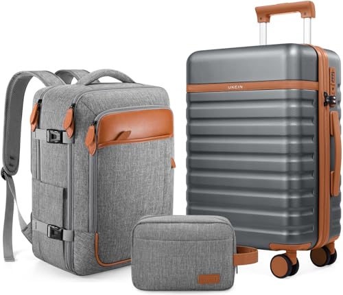 3 Piece PC Hardside Carry On Luggage Set with Spinner Wheels and TSA Lock J135444