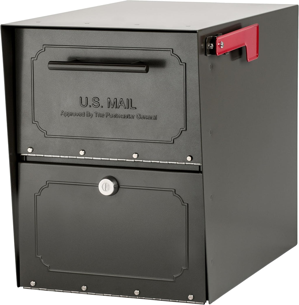 Graphite Bronze Stainless Steel Locking Post Mount Parcel Mailbox L291