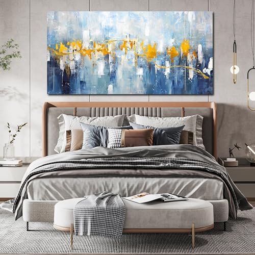 Abstract Canvas Wall-Art Blue Large Size 24" x 48" W11012