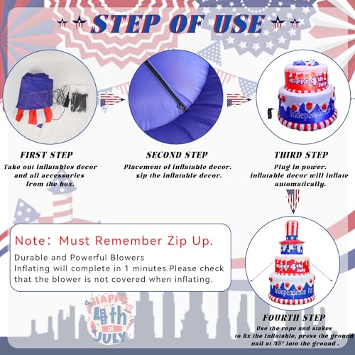 6 FT Inflatables Cake with LEDs Patriotic Decor K1123