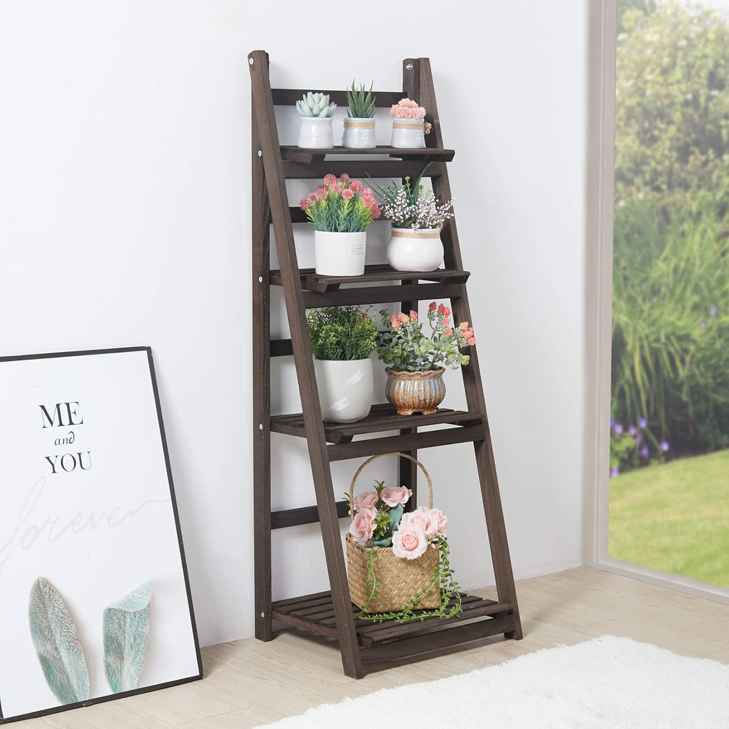 4 Tier Wooden Plant Stand I10516